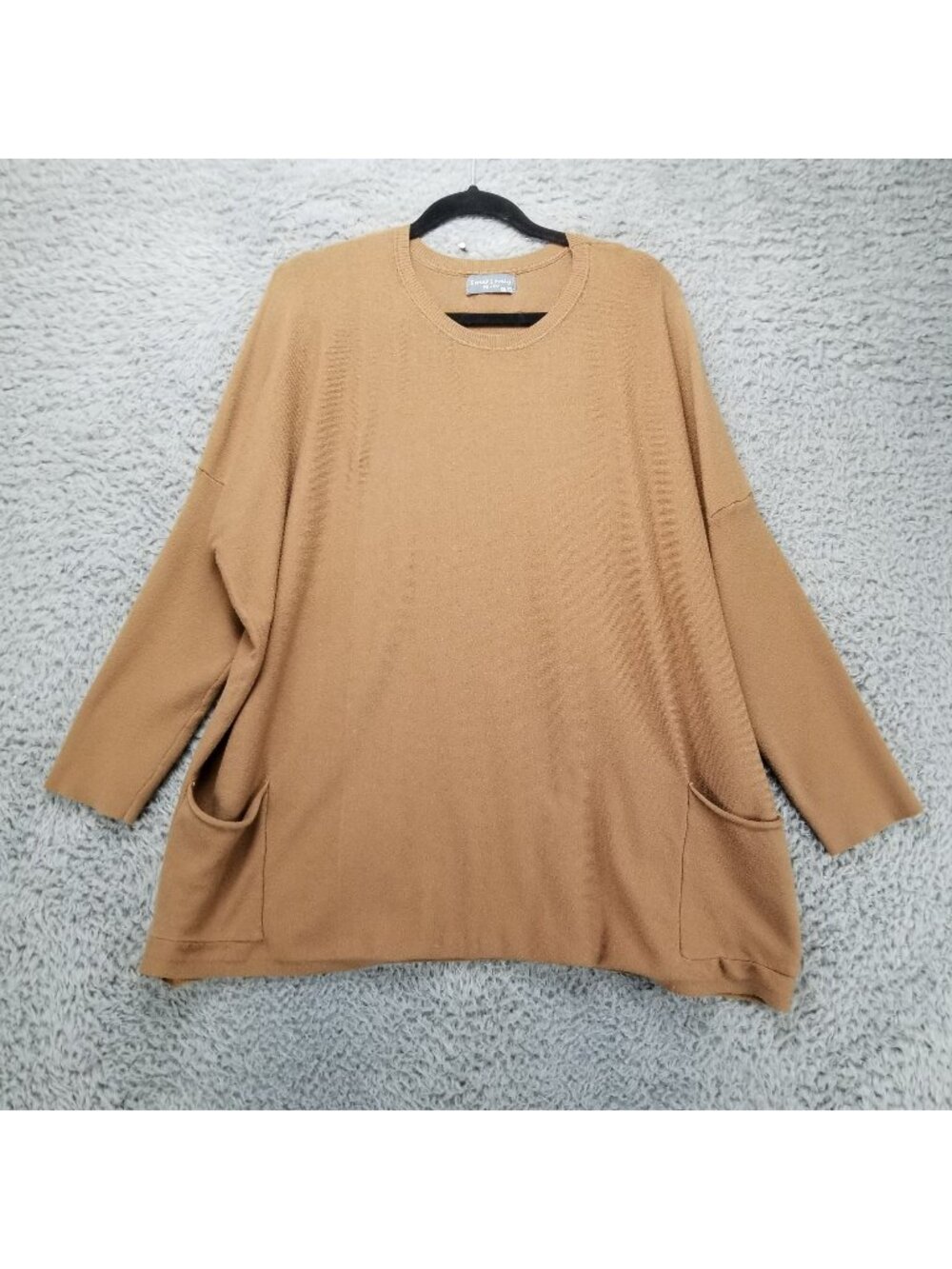 Sweet Lovely Sweater Womens 1XL/2XL Brown Knit Long Sleeve Pullover Pockets
